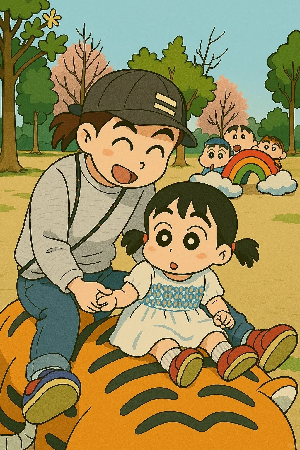 family ai portrait with Crayon Shin-chan style created by heyimg.net
