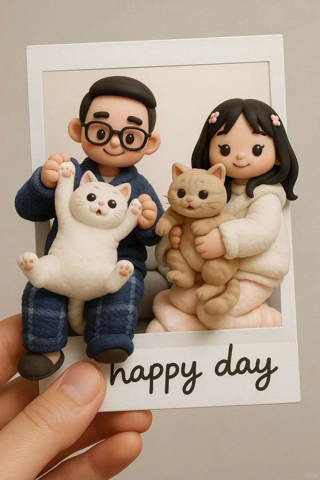 happy couple ai photo with 3d polaroid created by heyimg.net