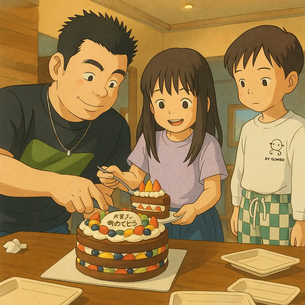 family ai portrait with Ghibli style created by heyimg.net